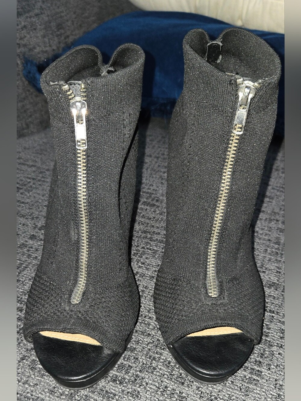 Report Black Front Zip Ankle Booties